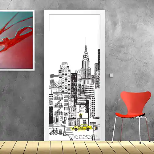 Op = Op Porta New York graffiti - 60 cm / 200 cm