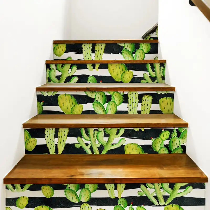 Adesivi per Scale Cactus e righe nere - 17 cm / 5 fasce da 80 cm Fabrieksprijs