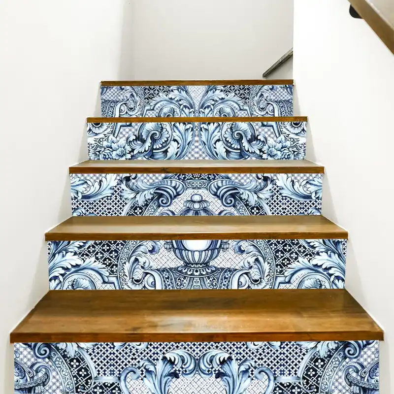 Adesivi per Scale Damascan blue - 17 cm / 5 fasce da 80 cm Tijdelijk Beschikbaar