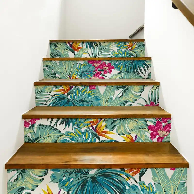 Adesivi per Scale Fiori tropicali - 17 cm / Fantasia A / 5 fasce da 80 cm Bestel Nu
