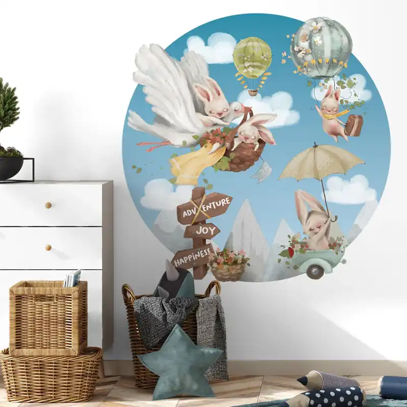 Cerchio Coniglietti in viaggio - 60x60 cm Hete Deal