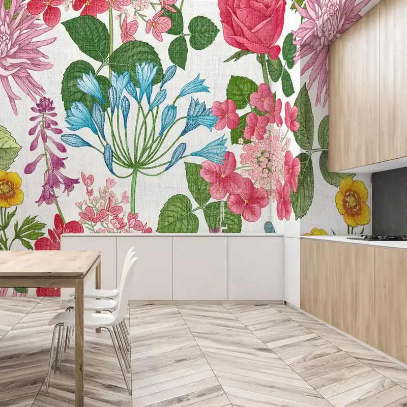 Nu Kopen Carta da parati in Fibra di Vetro Tela fiorita - 100% Fibra di vetro / 95x300 cm