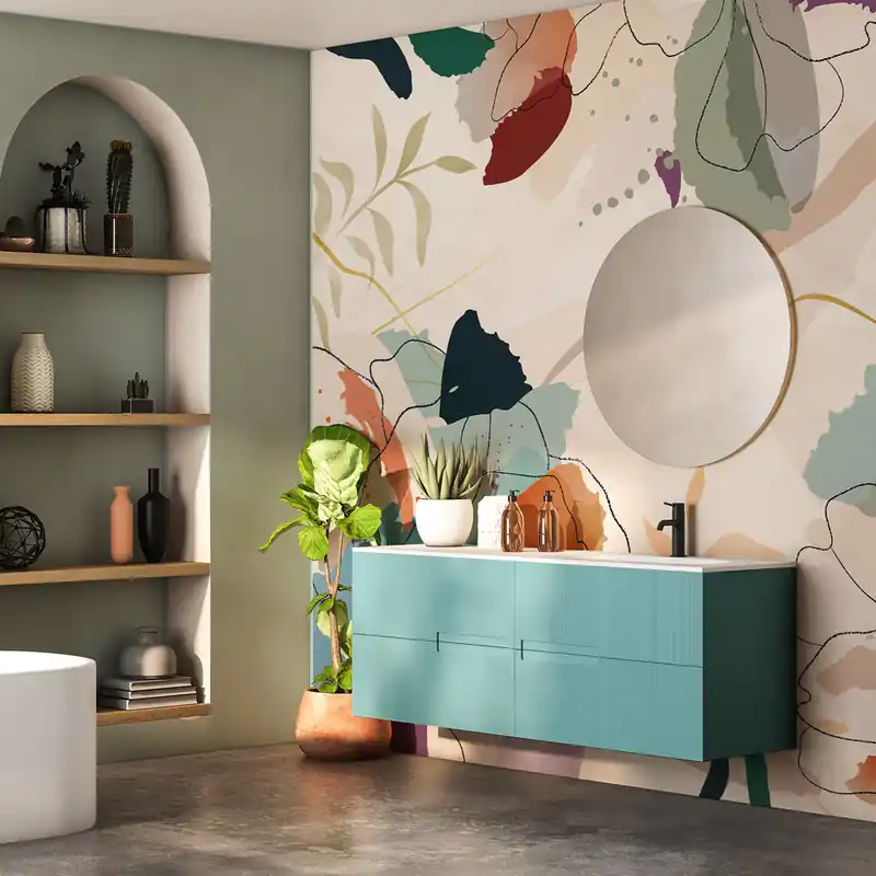 Carta da parati in Fibra di Vetro Peonie astratte - 100% Fibra di vetro / 95x300 cm Gecertificeerd