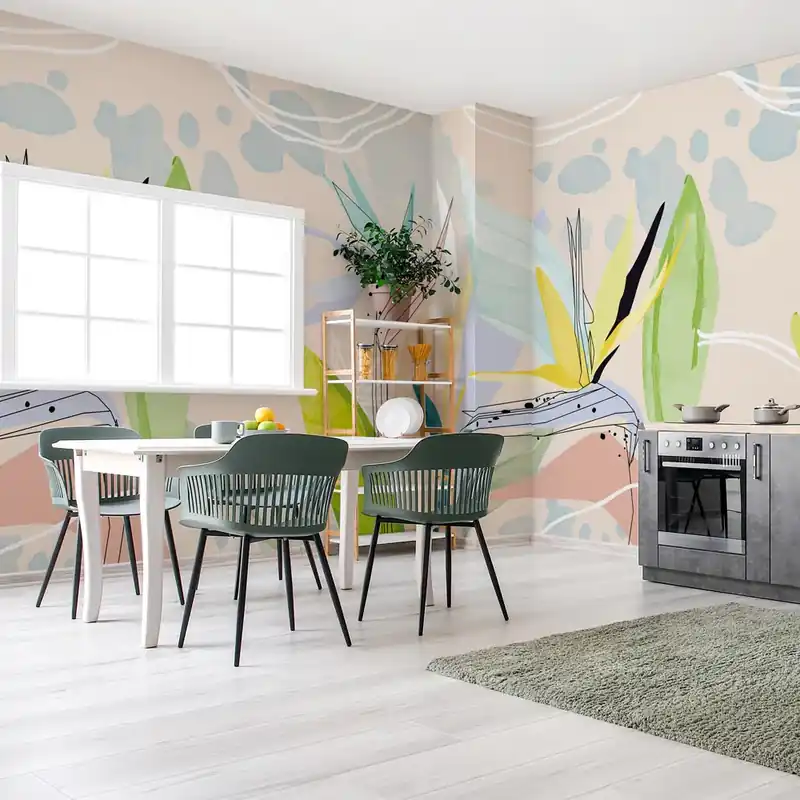 Carta da parati in Fibra di Vetro Strelitzia line art - 100% Fibra di vetro / 95x300 cm Betrouwbaar