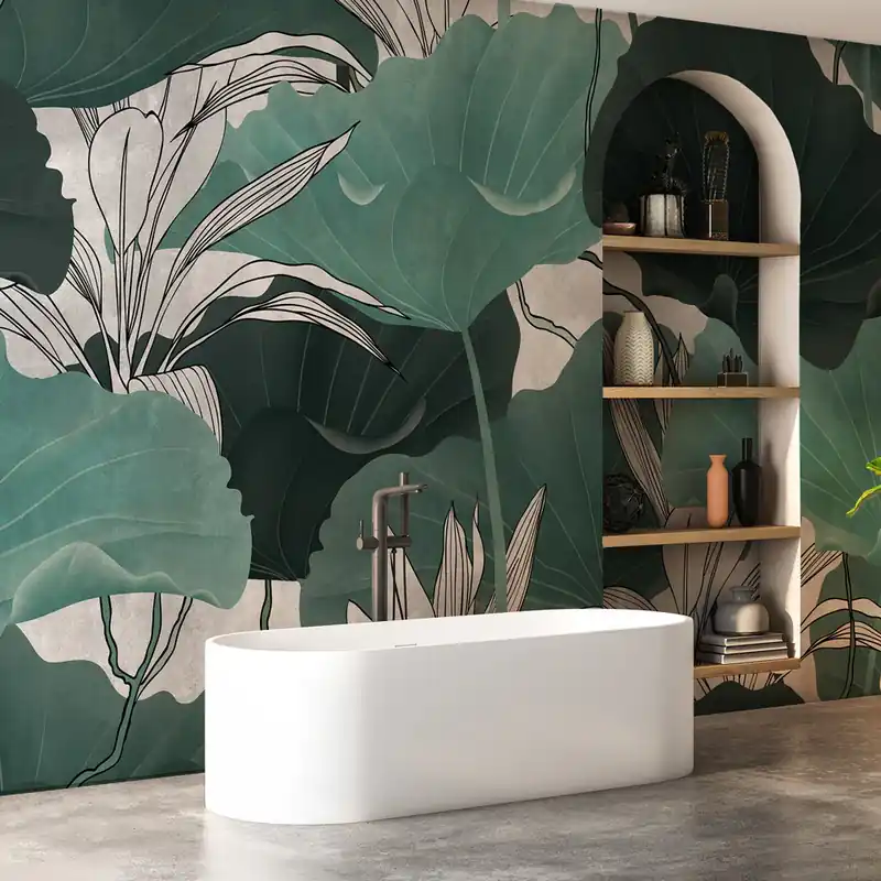 Carta da parati in Fibra di Vetro Giardino di loto - 100% Fibra di vetro / 95x300 cm Aanbieding