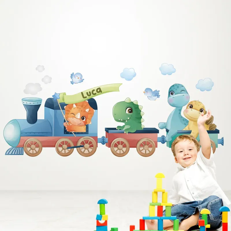 Personalizza il trenino dinosauri - 100x30 cm Beperkte Voorraad