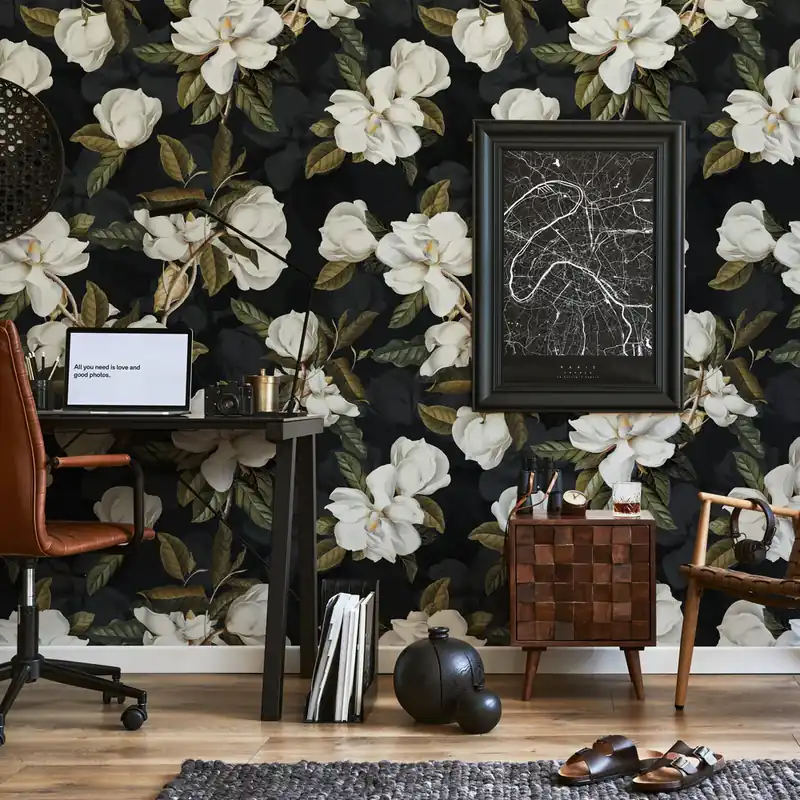 Fiori di magnolia Rotolo Carta da Parati - Finitura Liscia / 50x300 cm Direct Verzonden