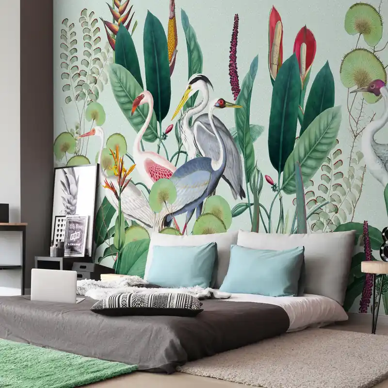 Carta da parati Fenicotteri - TNT Effetto Muro / 100x300 cm Tijdelijk Beschikbaar
