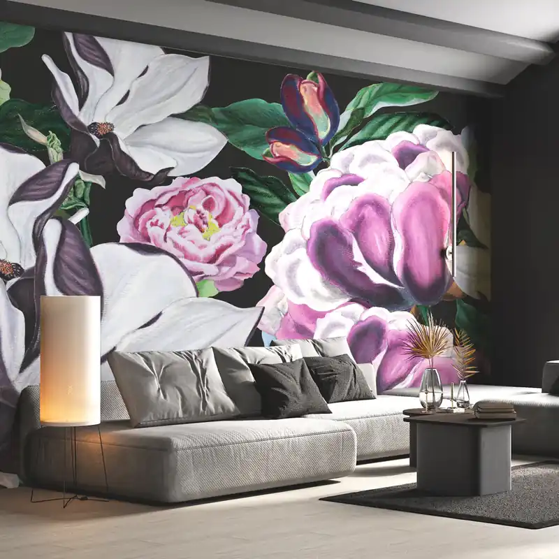 Flitsaanbieding Carta da parati Fiori rigogliosi - TNT Effetto Muro / 100x300 cm