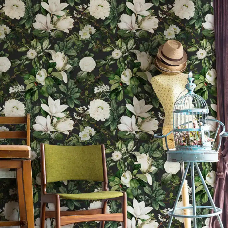 Actieprijs Fiori bianchi Rotolo Carta da Parati - Finitura Liscia / 50x300 cm