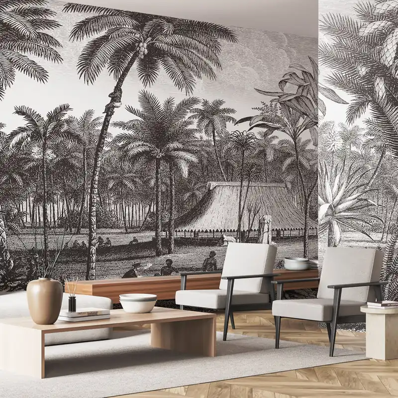 Carta da parati Rifugio tropicale - TNT Effetto Muro / 100x300 cm Rechtstreeks Van De Fabrikant