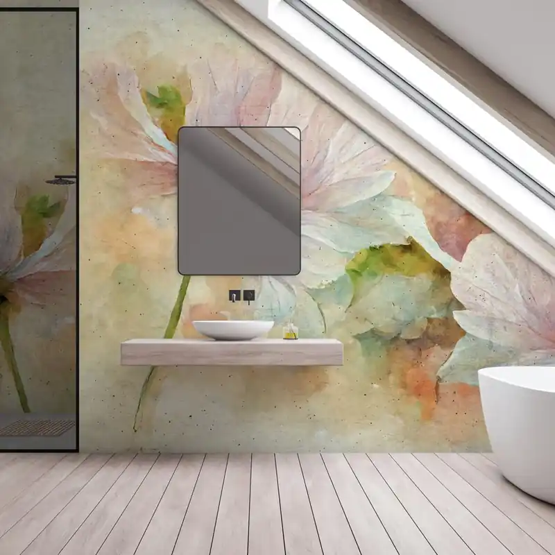 Carta da parati in Fibra di Vetro Petali evanescenti - Nocciola / 100% Fibra di vetro / 95x300 cm Bestel Nu