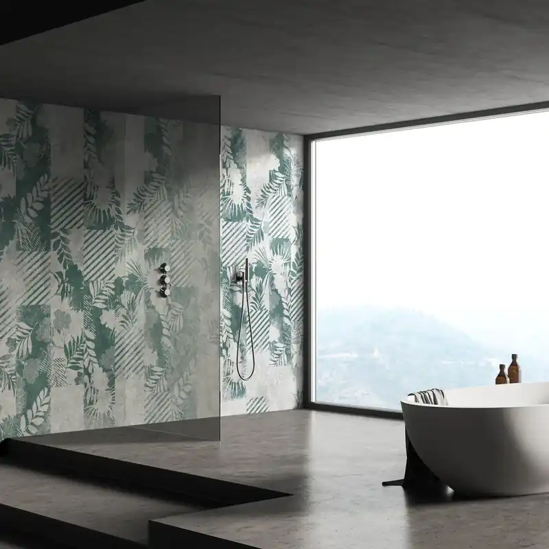 Lage Kosten Carta da parati in Fibra di Vetro Ombre floreali - Celeste / 100% Fibra di vetro / 95x300 cm