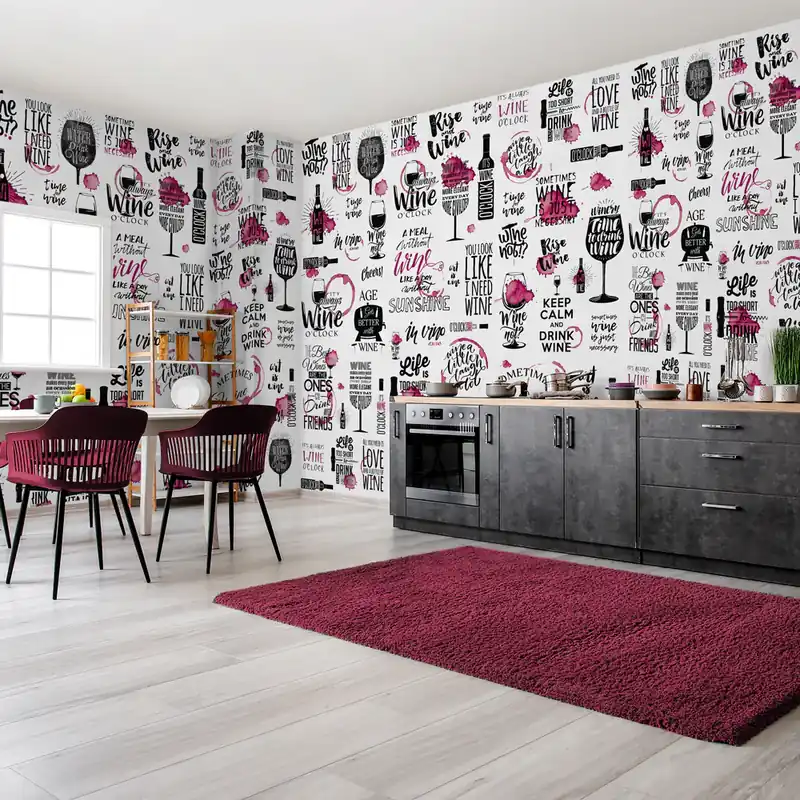 Carta da parati in Fibra di vetro Aforismi Vino - 100% Fibra di vetro / 95x300 cm Rechtstreeks Van De Fabrikant