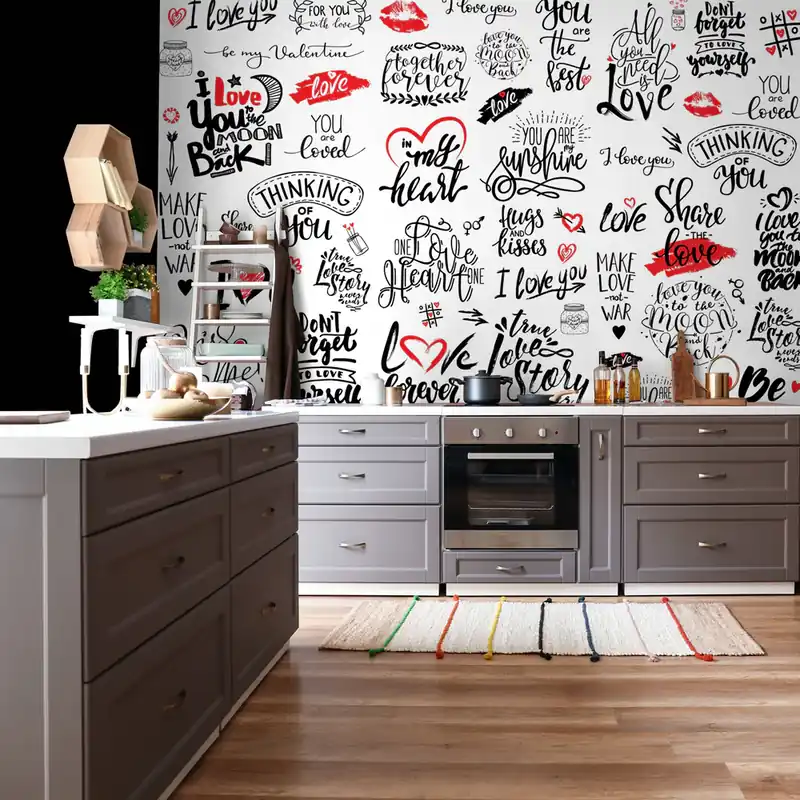 Populair Carta da parati in Fibra di vetro Aforismi Love - 100% Fibra di vetro / 95x300 cm