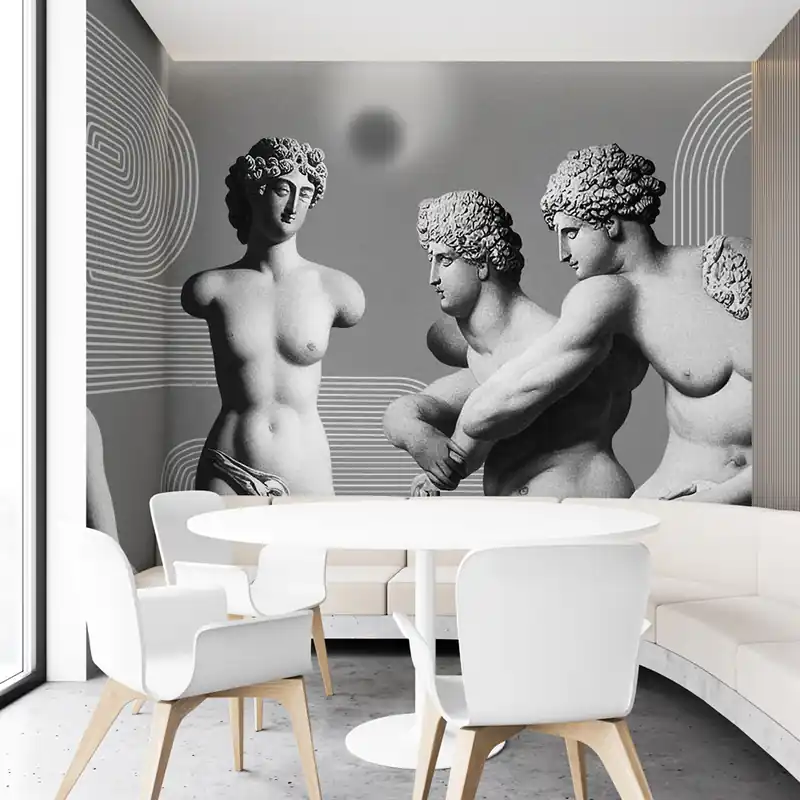 Carta da parati Classico Surrealista - Arancione / TNT Effetto Muro / 100x300 cm Fabrieksprijs