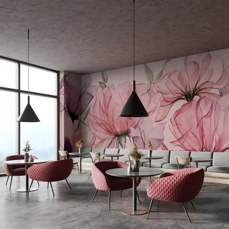 Actieprijs Carta da parati in Fibra di Vetro Ethereal - Rosa / 100% Fibra di vetro / 95x300 cm