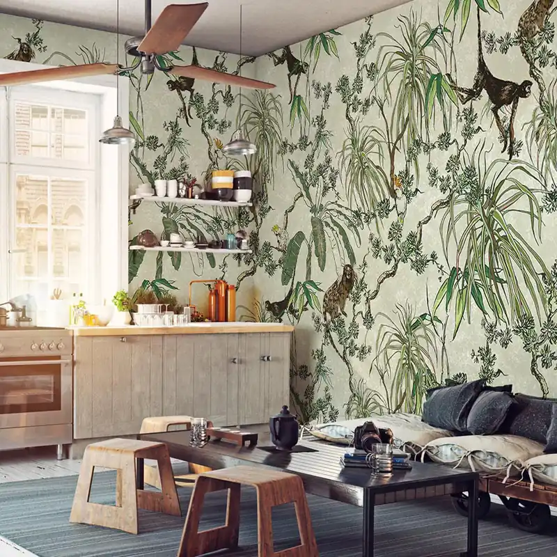 Carta da parati Jungle Plants - Salvia / TNT Effetto Muro / 100x300 cm Express Levering