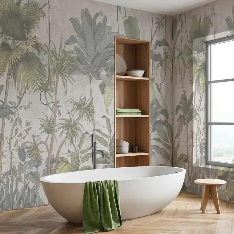 Carta da parati in Fibra di Vetro Tropical mural - 100% Fibra di vetro / 95x300 cm Voordeelprijs