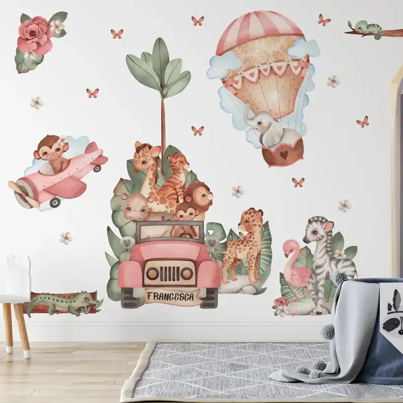 Tijdelijk Beschikbaar Personalizza Pink Safari XXL - 120x70 cm