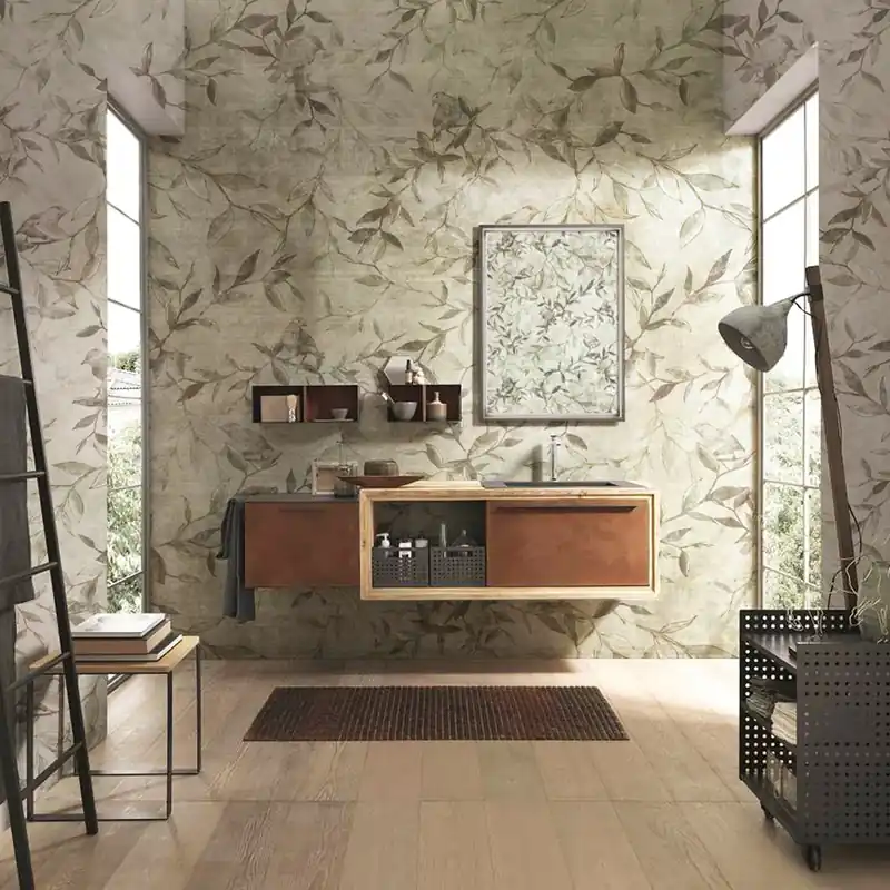 Carta da parati in Fibra di Vetro Botanical birds - 100% Fibra di vetro / 95x300 cm Shop Nu