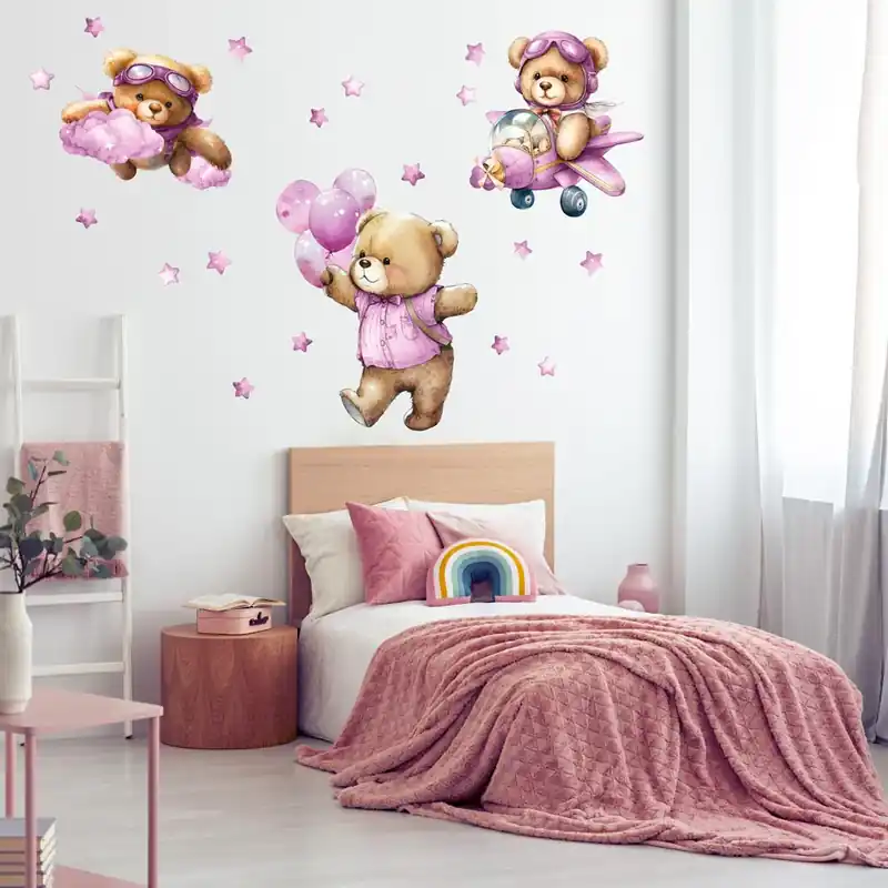 Orsacchiotti in volo - 120x40 cm / Rosa Populair