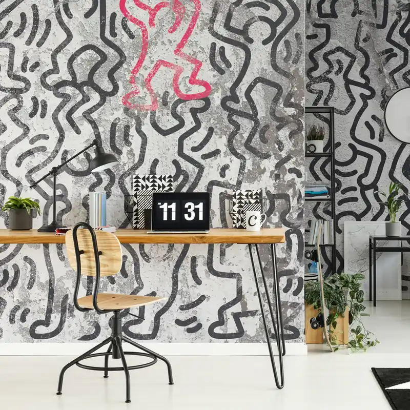 Exclusieve Aanbieding Carta da parati Doodle Delight - Bianco / TNT Effetto Muro / 100x300 cm