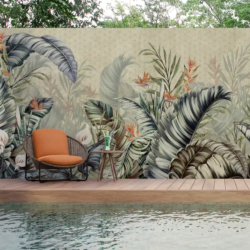 Beperkt Aanbod Carta da parati in Fibra di Vetro Delizia di primavera - Ocra / 100% Fibra di vetro / 95x300 cm