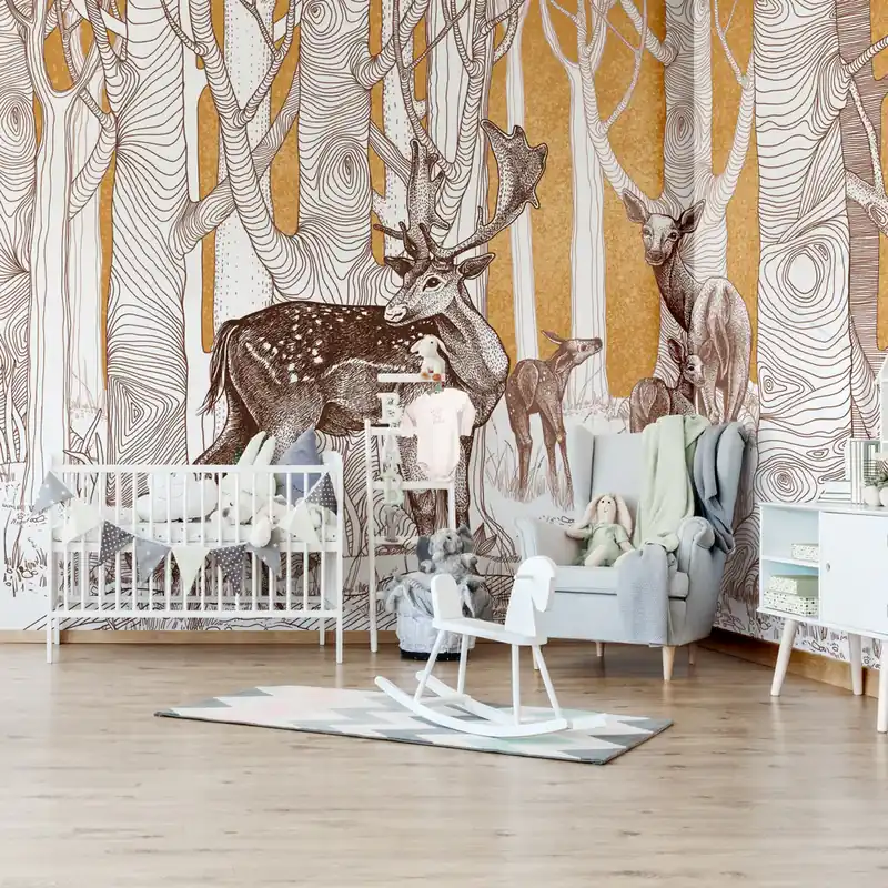 Carta da parati Golden hour - Ocra / Carta da parati liscia / 100x300 cm Finale Uitverkoop
