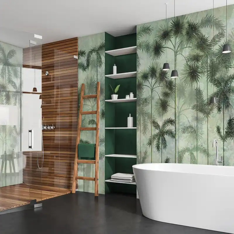 Carta da parati in Fibra di Vetro Palme di Carbonera - 100% Fibra di vetro / 95x300 cm Seizoensaanbieding