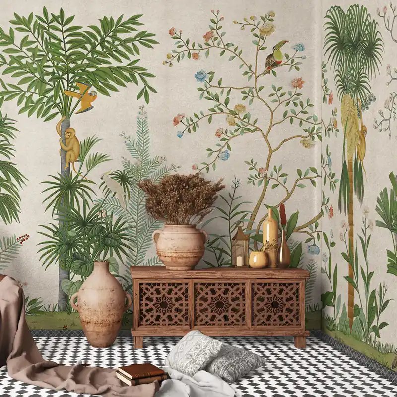 Carta da parati Giardino delle delizie - TNT Effetto Muro / 100x300 cm Laatste Versie