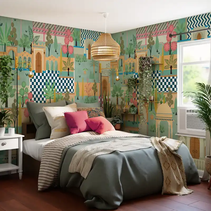 Betrouwbaar Carta da parati Indian Naive - TNT Effetto Muro / 100x300 cm