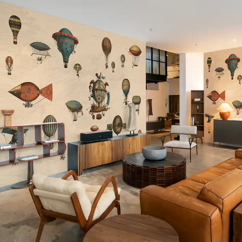 Carta da parati Vintage Balloons - Beige / TNT Effetto Muro / 100x300 cm Actieprijs