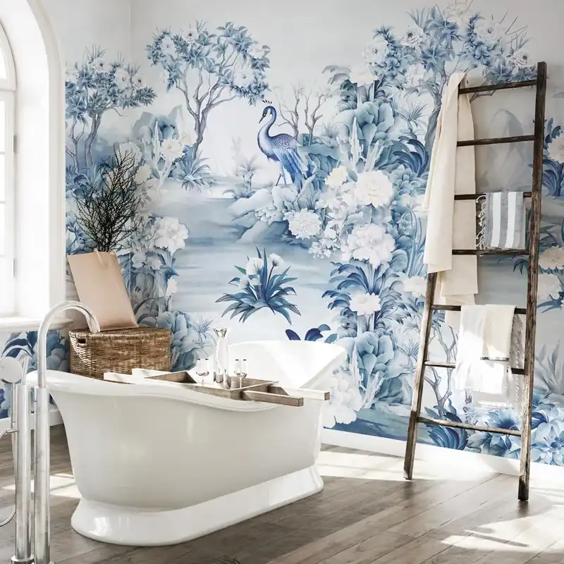 Populair Carta da parati in Fibra di Vetro Blue Song - 100% Fibra di vetro / 95x300 cm