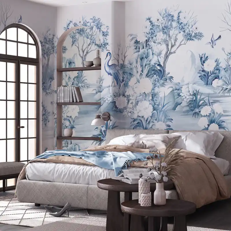 Carta da parati Blue Song - TNT Effetto Muro / 100x300 cm Koop Vandaag