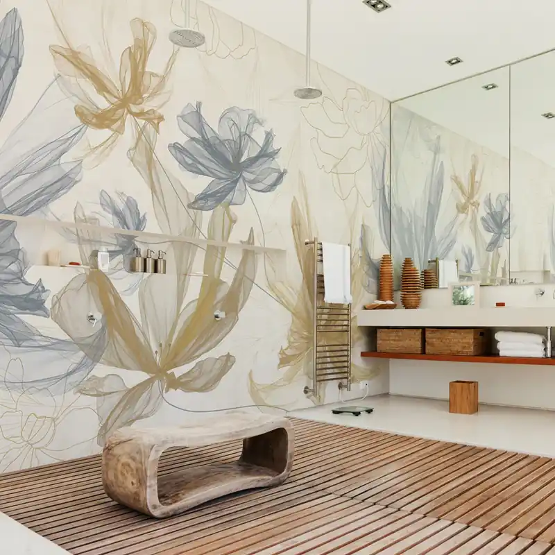 Korting Carta da parati in Fibra di Vetro Fiori d‘ombra - 100% Fibra di vetro / 95x300 cm