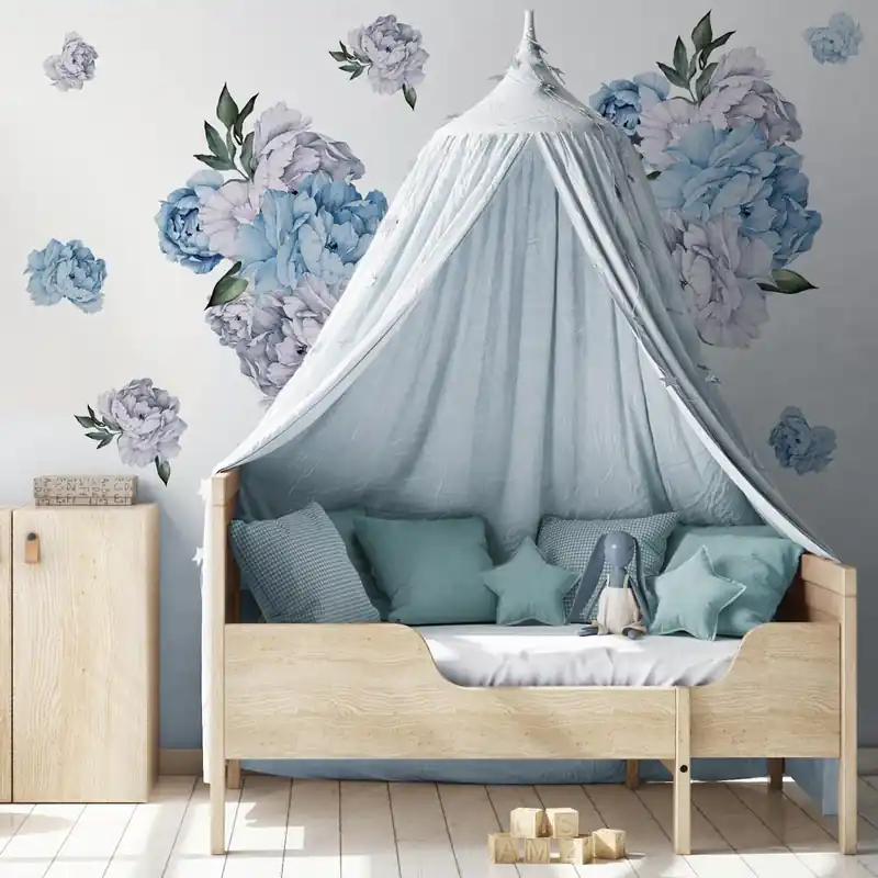 Premium Bicolor Blue Peonies - 120x40 cm