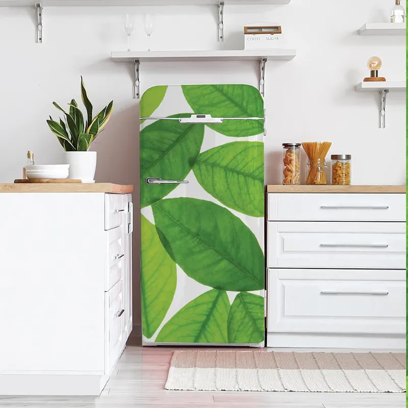 Adesivo per Frigo Foglie Verdi - 60 cm / 160 cm Lage Prijs
