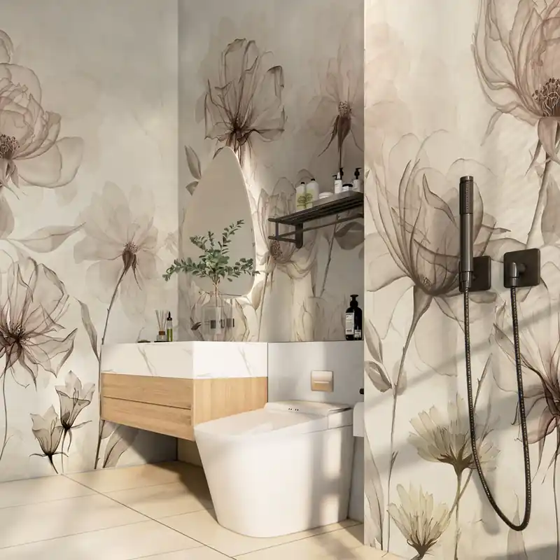 Carta da parati in Fibra di Vetro Fiori d‘Incanto - 100% Fibra di vetro / 95x300 cm Actieprijs