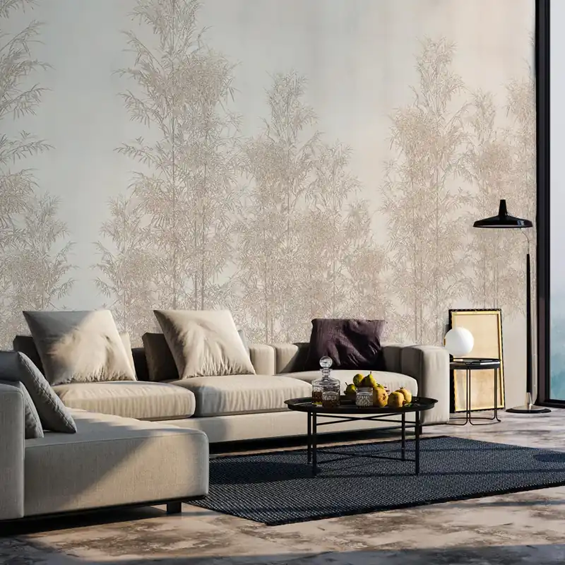 Shop Nu Carta da parati Bosco Tenue - Crema / TNT Effetto Muro / 100x300 cm