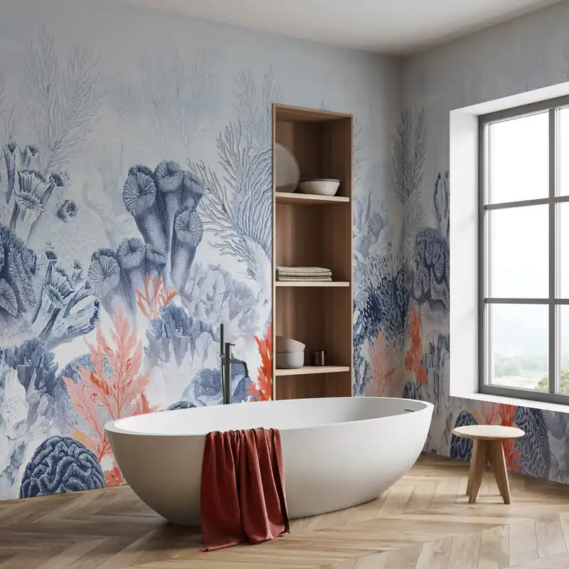 Carta da parati in Fibra di Vetro Blue Sea - 100% Fibra di vetro / 95x300 cm Betaalbaar