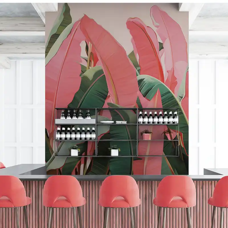 Carta da parati Tropicale Rosa - TNT Effetto Muro / 100x300 cm Laatste Kans