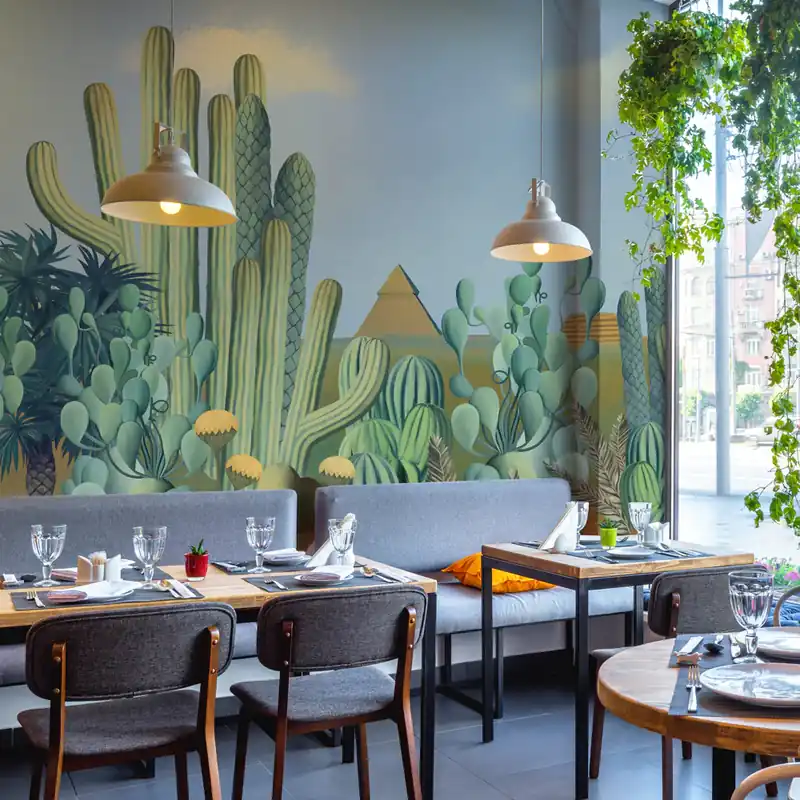 Bestel Nu Carta da parati in Fibra Cactus e piramidi - 100% Fibra di vetro / 95x300 cm