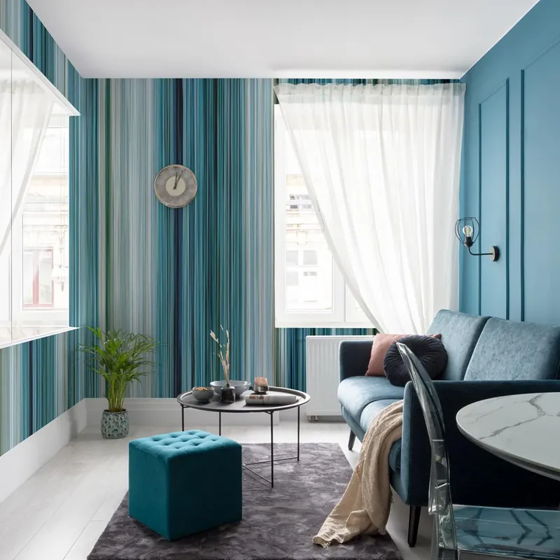 Seizoensaanbieding Carta da parati Blu striato - TNT Effetto Muro / 100x300 cm