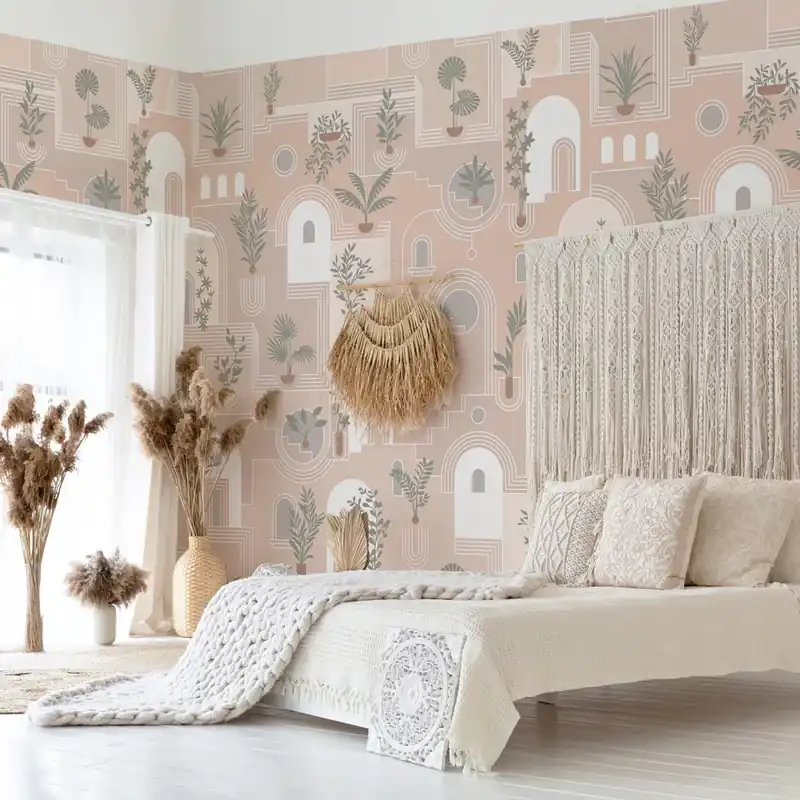 Carta da parati Palazzi pastello - TNT Effetto Muro / 100x300 cm / Rosa Superprijs