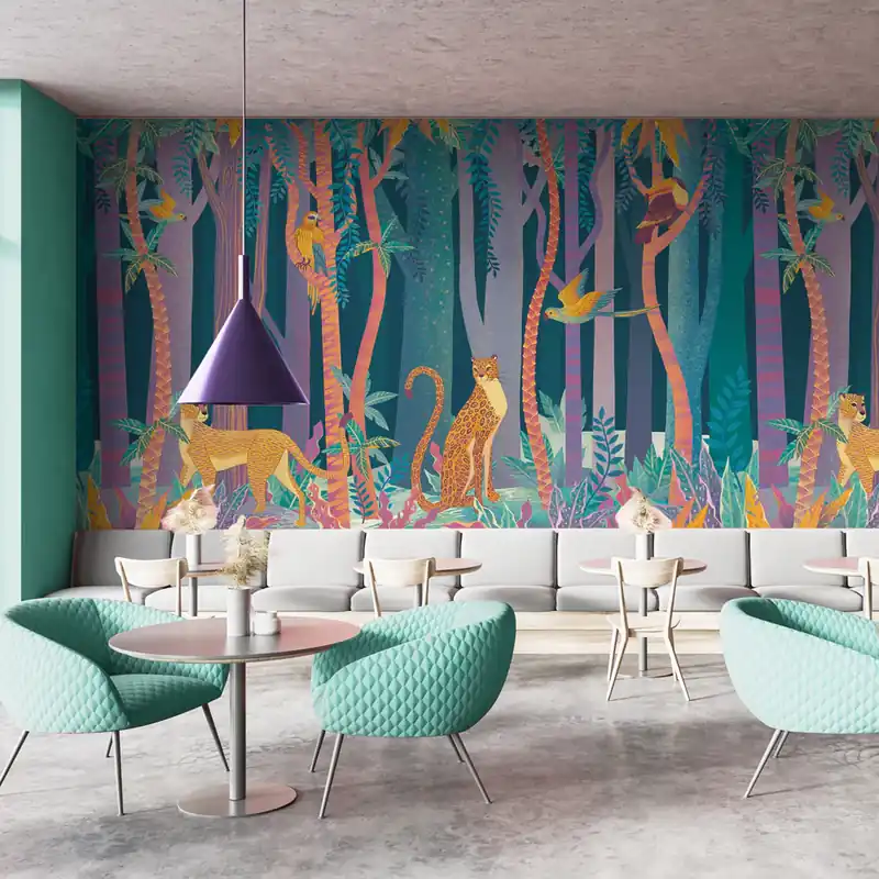 Carta da parati in Fibra di vetro Sogno esotico - Blu / 100% Fibra di vetro / 95x300 cm Alleen Vandaag