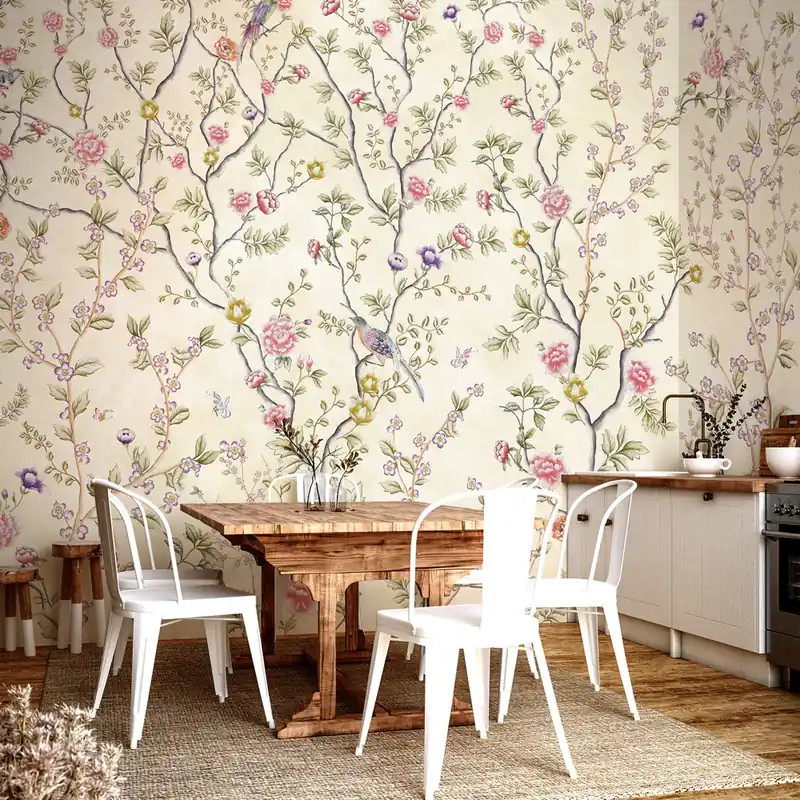 Carta da parati in Fibra di Vetro Chinoiserie orientale - 100% Fibra di vetro / 95x300 cm Flitsaanbieding