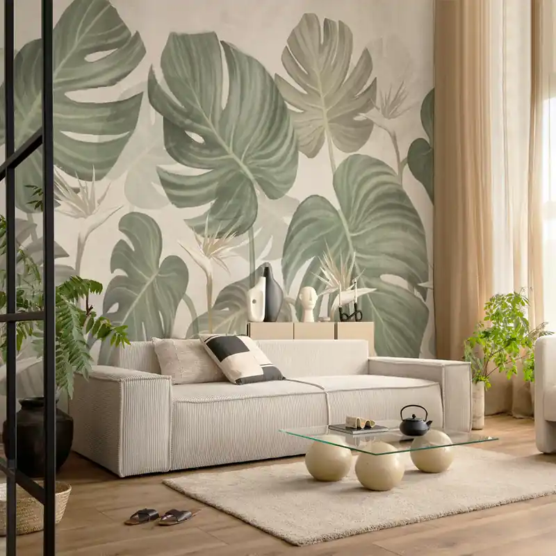 Carta da parati Monstera maestosa - Verde / TNT Effetto Muro / 100x300 cm Express Levering