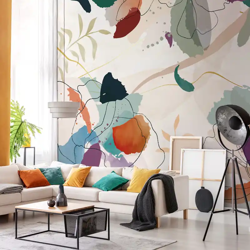 Carta da parati Peonie astratte - TNT Effetto Muro / 100x300 cm Laatste Versie