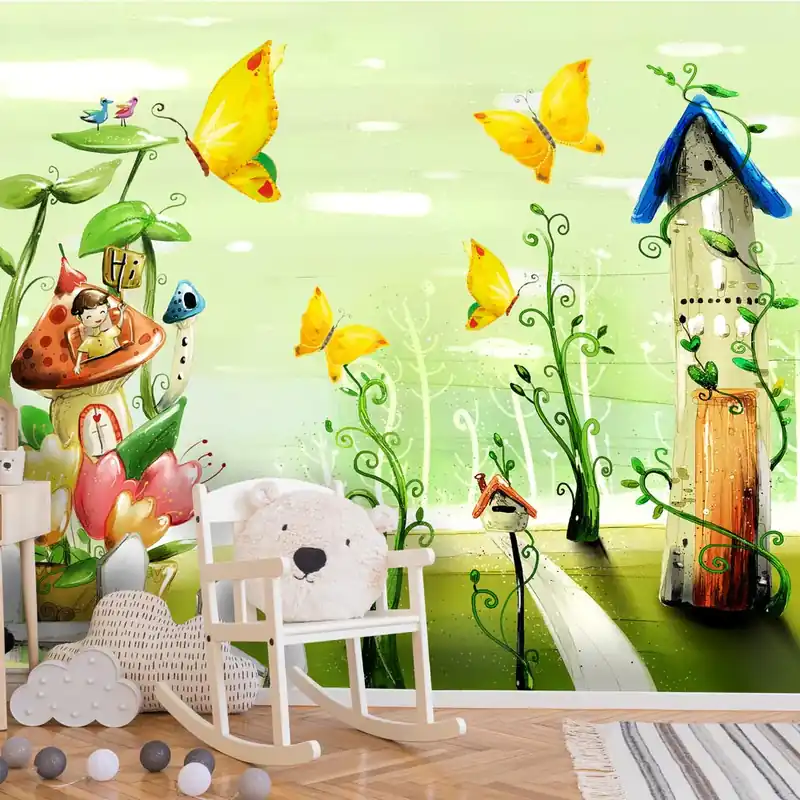 Direct Beschikbaar Carta da parati Casette e farfalle - Carta da parati liscia / 100x300 cm